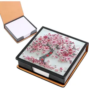 Tree Diamond Painting Kit Note Box,Memo Paper Storage Box Diamond Art,Sticky Note Holder Diamond Art,Diamond Painting Memo Pad for Office Desk. (Tree)