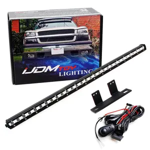 iJDMTOY Lower Bumper 32-Inch LED Light Bar Kit For Chevy Silverado 1500 2500 3500 Avalanche: 90W High Power LED Lightbar & Behind Bumper Opening Bracket Mounts & Wiring Switch