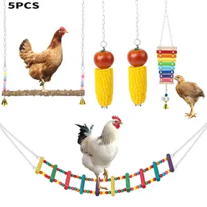 5pcs Random Color Chicken Toys For Coop Accessories, Chicken Xylophone, Chicken Swing Perch, Chicken Flexible Ladder, Chicken Vegetable Fruit Hanging Feeders Chicken Enrichment For Hens In Coop Bird
