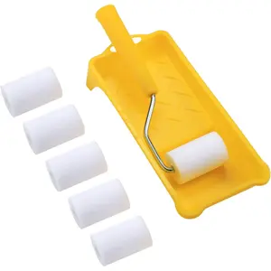 Foam Roller, 2inch Mini Roller Set, Includes High-Density Foam Roller Refills*6, Paint Tray and Roller Handle, Small Sponge Roller for Touch-Up and Smooth Surface Treatment