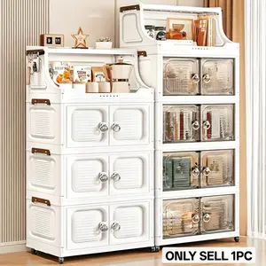 1pc 2/3/4-tier large-capacity foldable storage box for bedroom, suitable for storing clothes, transparent wardrobe, movable, large-capacity, space-saving storage box, Foldable Storage Organizer