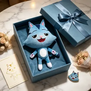 Blue Cat Plush Doll, Smiling Design, Perfect Gift for Christmas, Easter, Birthday, Healing Companion, Desktop Decor, Soft and Cuddly