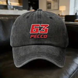 "63 PECC0" Printed Washed Baseball Cap - Adjustable Sunshade Black Print Hat, Casual Hat for Outdoor Sports, Fashionable Outfits, Ideal Gift for Birthdays, Black Print Hats, Casual Hats