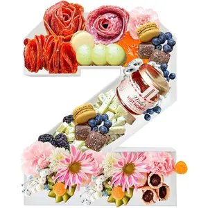 10 Inch Reusable Fillable Number Serving Tray, 2 Shapes Food Appetizer Tray for Birthday Anniversary Treat Party Decor
