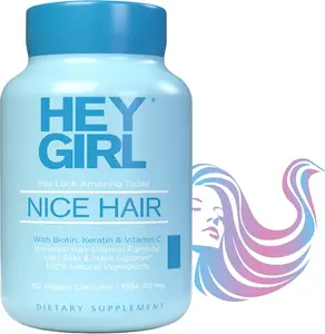 Hey Girl Nice Hair – Biotin & Keratin Vitamins for Hair, Skin & Nails. Includes Vitamins A, C, D, E & B Complex. Gluten-Free, Non-GMO Supplement for Women's. Supports Hair Growth, Skin Health & Nail Strength. Wellness & Beauty Care.