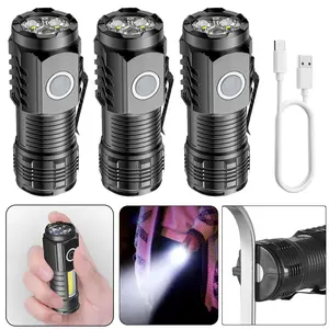 3 Pack Rechargeable Flashlights, 5 Mode Super Bright Flashlight Powerful, Adjustable Tactical Flash Light High Powered, LED Flashlights for Home Emergency Hunting Camping Essentials Gear
