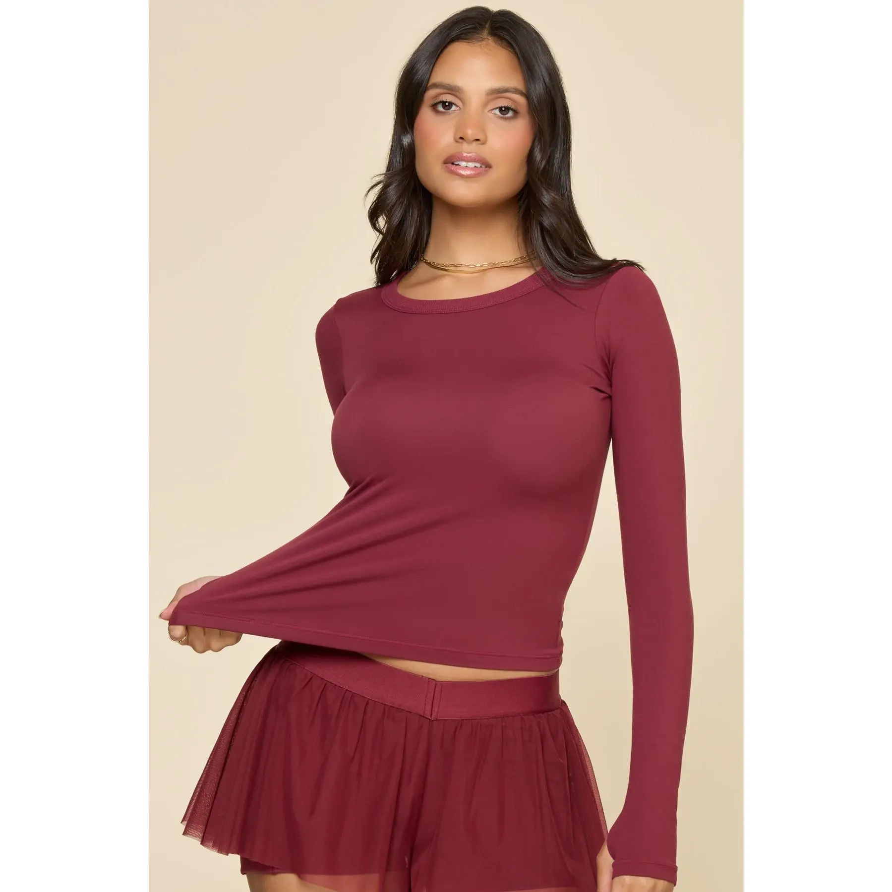 Call Me Baby Long Sleeve Top - Crimson