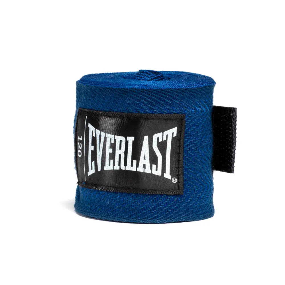 Men & Women's 2-Piece Boxing Wraps, 120in Polyester-Cotton Long Wrap, Blue, Thumb Strap, Hook & Loop Closure, Breathable Secure Fit, Wrist & Knuckle Protection, Machine Washable Compact Fitness Training Support, 120In Long Wrap, Wrist And Knuckle Protecti