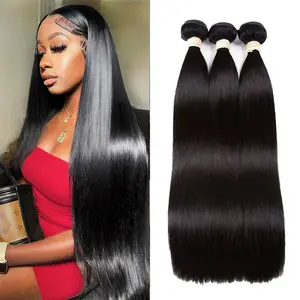 16A Straight Bundles Human Hair 100% Unprocessed Brazilian Virgin Human Hair Quick Weave Bundles Glossy Hair Straight 3 Bundles Raw Human Hair Extensions for Women