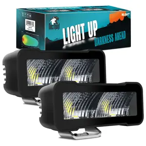 Nilight 4.5 Inch Square Flood LED Pod Lights, 2-LED 30W, Built-in EMC, High Brightness, Waterproof (Pair)