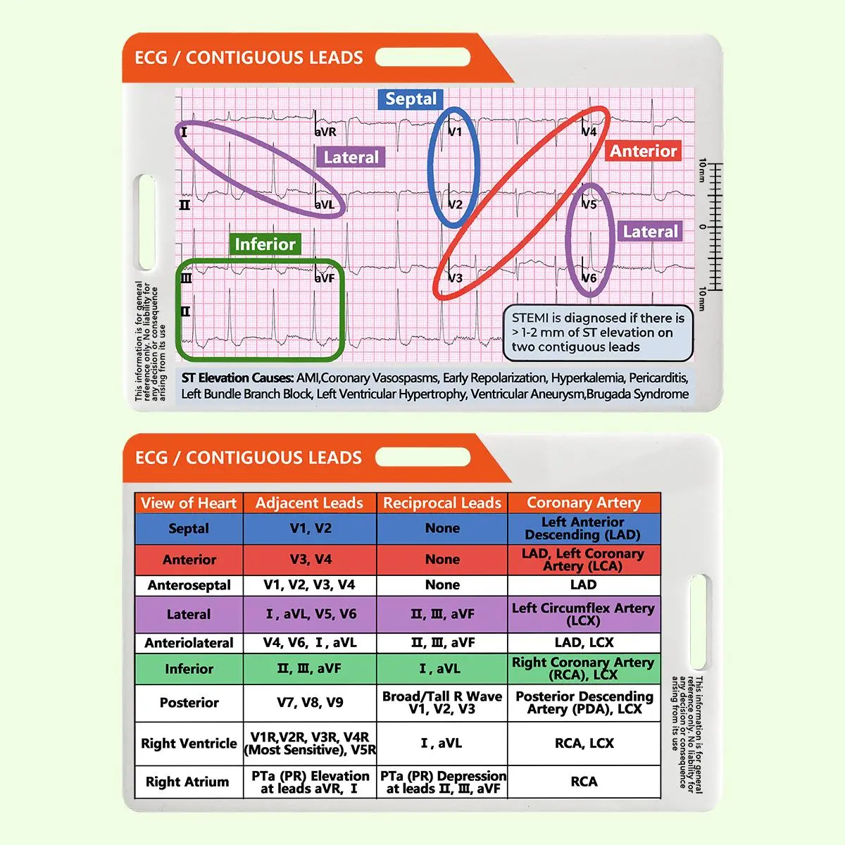 Analysis Badge Card, 1 Count Rapid Interpretation Card, Contiguous Leads, ECG Medical Card Stock for Doctors, Identification Badges & Supplies for Office