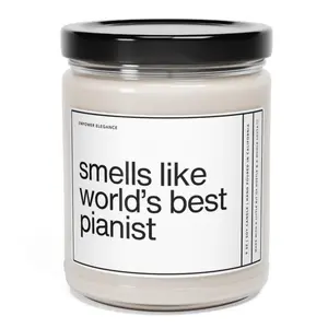 Pianist Gift Smells Like World's Best Pianist Candle 9oz Scented Soy Wax Candle for Piano Players, Music Lovers & Bands