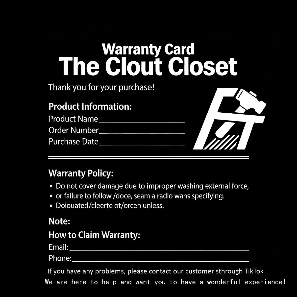 The Clout Closet T-Shirt After-Sale Extended Warranty