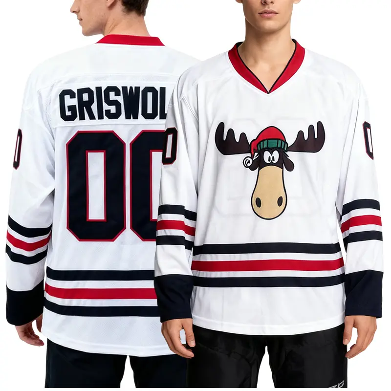 Men's Griswold Hockey Jersey, Classic Christmas Movie Inspired Athletic Shirt with White Embroidery, Versatile Fan Gift, Jersey Tee, Movie Night