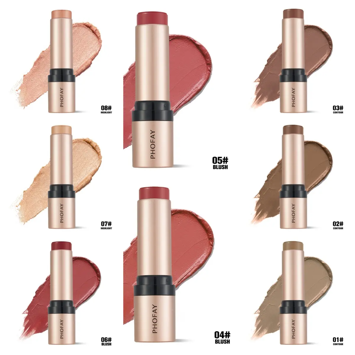 Contour Stick with Removable Brush, Moisturizing & Alcohol-Free Cream for Smooth Sculpting and Cheekbone Definition, Weightless Look, 10g