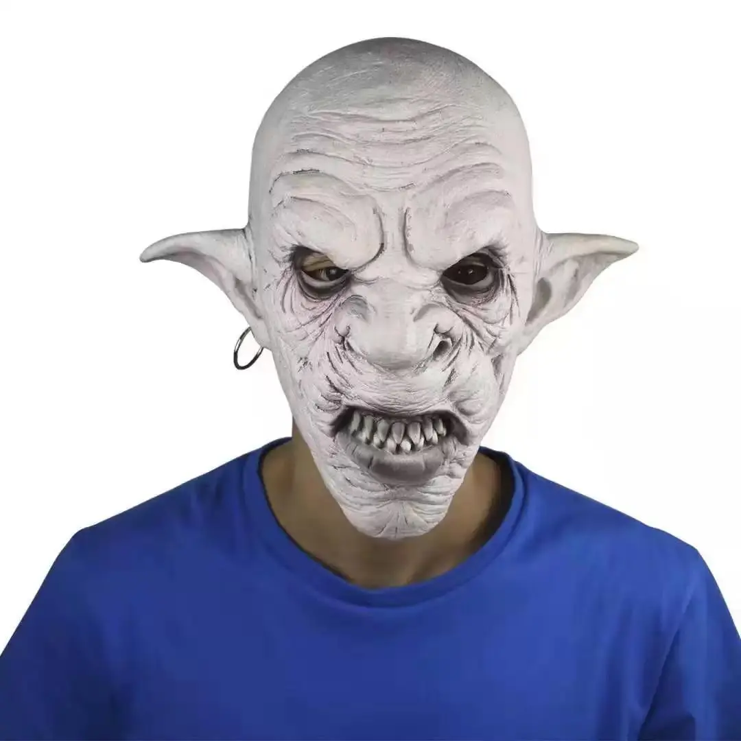 Horror Halloween Headgear Mutant Monster Ghost Face Mask Latex Earrings Ghost Mask Haunted House Secret Room Costume Party Funny Headgear Mask