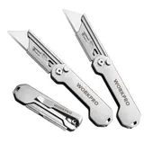 #blackfriday WORKPRO 3-Pack Folding Utility Knife, Quick Change Blades Box Cutter, EDC Foldable Pocket Utility Knife Sets with Belt Clip