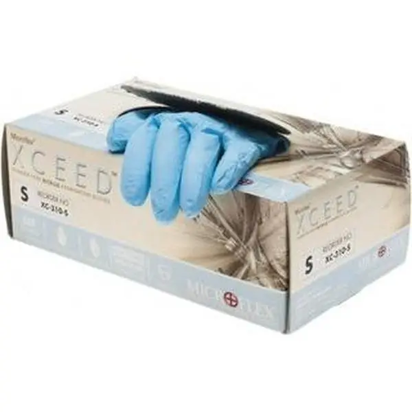 Microflex Disposable Nitrile Industrial Cleaning Gloves - XC-310-S, Size S, 3 mil Thick, 9.5 in Long, Blue, Textured, Ambidextrous, Powder-Free