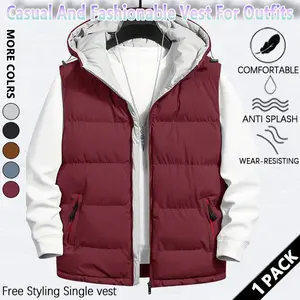Men's Color-Blocked Cotton Vest - Thick, Warm, Windproof, Versatile Top for Autumn-Winter Sports & Casual Outdoor Wear