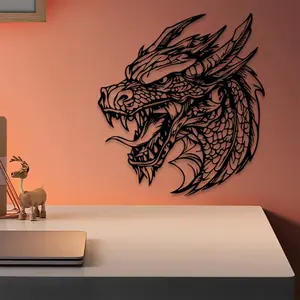 1pc Mythical Dragon Metal Wall Art, Mythical Dragon Statue Mural, Perfect for Living Room Wall, Bedroom Wall Decor, Fantasy Decor, Ideal Gift for Dragon Lovers, Unique, Wall Decoration, Artistic, Decorative Artwork
