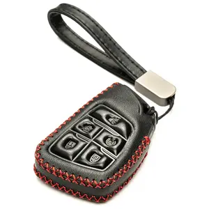 Vitodeco Genuine Leather Smart Key Fob Case Compatible with GMC Canyon, Sierra, Yukon, Acadia, Terrain (2021 - 2026 Models) - 5 Buttons