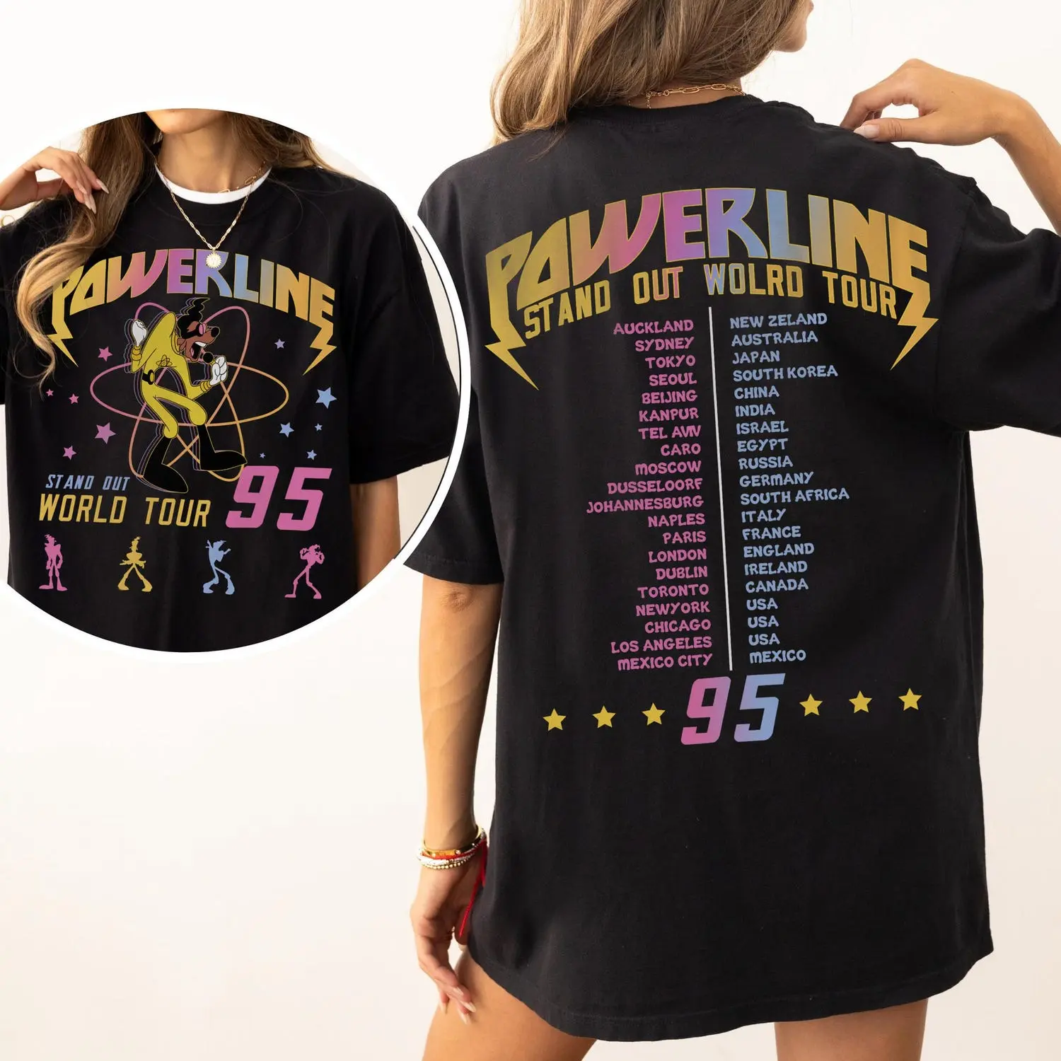 Retro Comfort Color Powerline Stand Out World Tour 95 T-shirt, A #Goofyy Movie Tee, Powerline Music Festival Tee