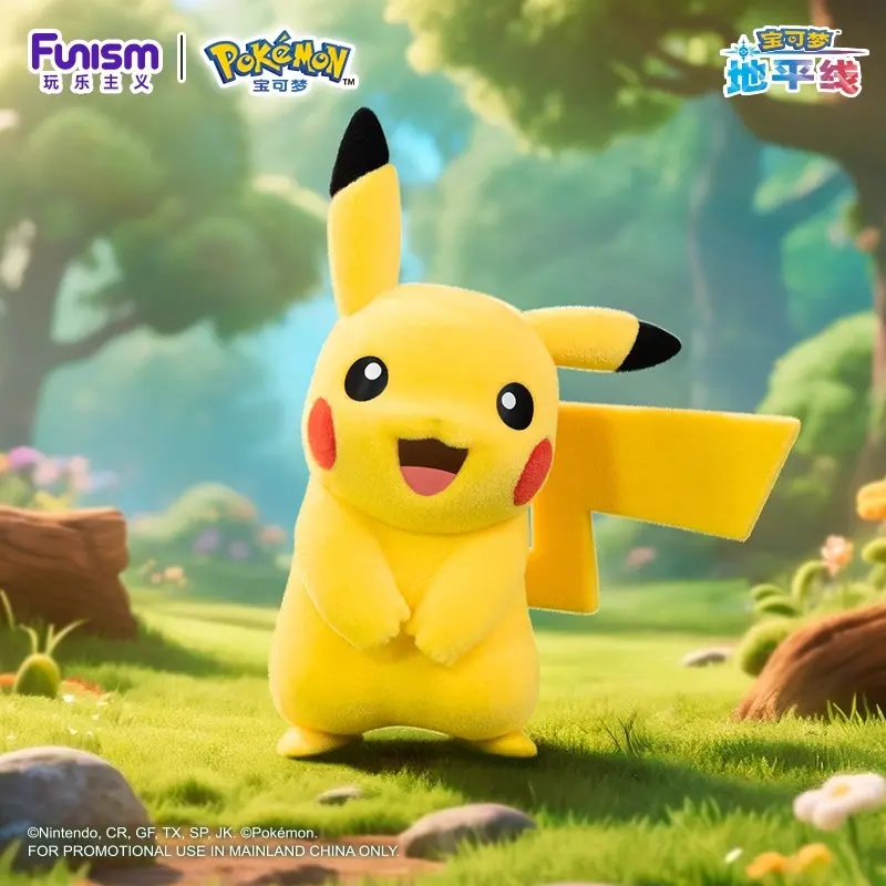 Ultra Soft Fluffy Official Pokemon Flocked Figures | Brighten Up Your Desk & Car | Premium Velvet Texture by Funism | Pikachu Psyduck Jigglypuff TCG Box Decor Gift
