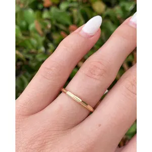14K 2MM Fashion Diamond Cut Gold Band