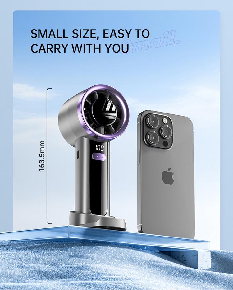 Portable Handheld Mini Fan with Digital Display-100 Levels High Speed Cooling Long Battery Life Rechargeable Powerful Turbo Fan, Pedestal or Desktop for Home Office outdoor