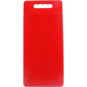 Plastic Rectangle Washboard Washing Clothes Board 50cm Long (Red)