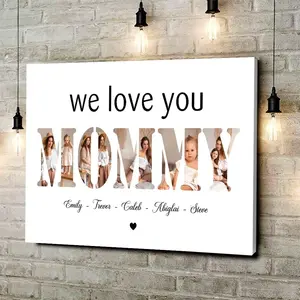 [Mothersday Gift](Free Shipment) Personalized Mom Photo Collage Canvas Mothers Day Gifts for Mom from Daughter Son,  Poster with Photo for Mom's Birthday, Customized Mother's day Gifts for Wife from Husband, Christmas Gift