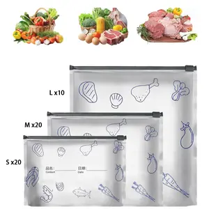 Reusable Aluminum Foil Sealable Storage Bags Resealable Vacuum Zipper Pouches for Food Stand Up Foil Bags with Zip Lock and Label Heavy Duty Thick Food Storage Bags for Vegetable Fruit Meat Snacks Freezer Storage