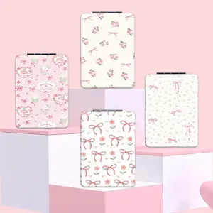 Bow & Floral Pattern Makeup Mirror, 1 Count Portable Handheld Cosmetic Mirror, Folding Compact Mirrors for Women & Girls