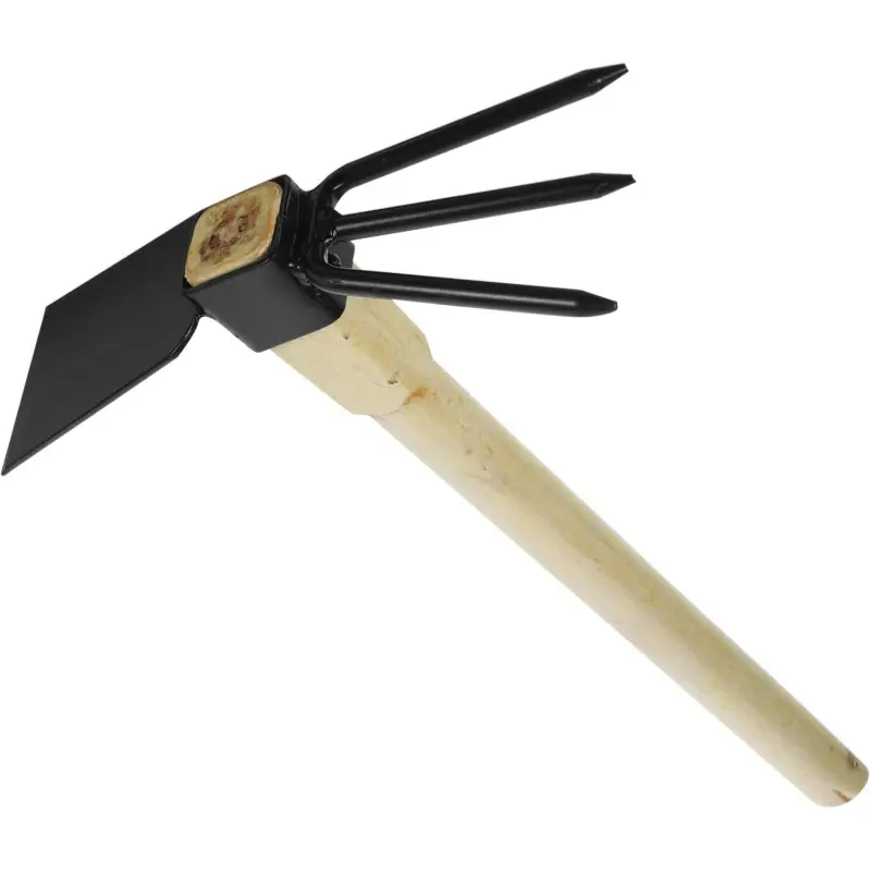 14 Inch Small Hoe Farm Tool Dual Head Garden Hoe and Hand Rake for Weeding Digging and Soil Loosening Outdoor Gardening