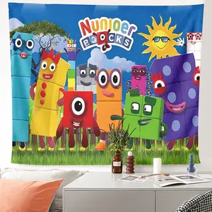 1pc Numberblocks Cartoon Characters Tapestry Wall Decor for Bedroom Living Room - HD Printing Vibrant Colors Wall Hanging, Aesthetic Polyester Gift