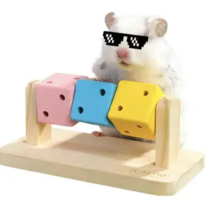 Small Pet Wooden DJ Cube Toy | Hamster Foraging Puzzle Treat Feeder for Syrian & Dwarf Hamsters
