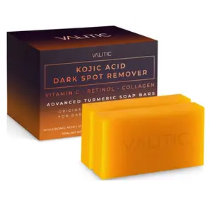 VALITIC Kojic Acid Dark Spot Remover Soap Bars with Vitamin C, Retinol, Collagen, Turmeric - Original Japanese Complex Infused with Hyaluronic Acid, Vitamin E, Shea Butter, Castile Olive Oil (2 Pack)