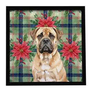 Carolines Treasures WDK8553MFP88 8x8 in. Artistic Aluminium Bullmastiff Christmas Poinsettias Framed Metal Print, Home Decor Hanger, Holiday Gift Decoration