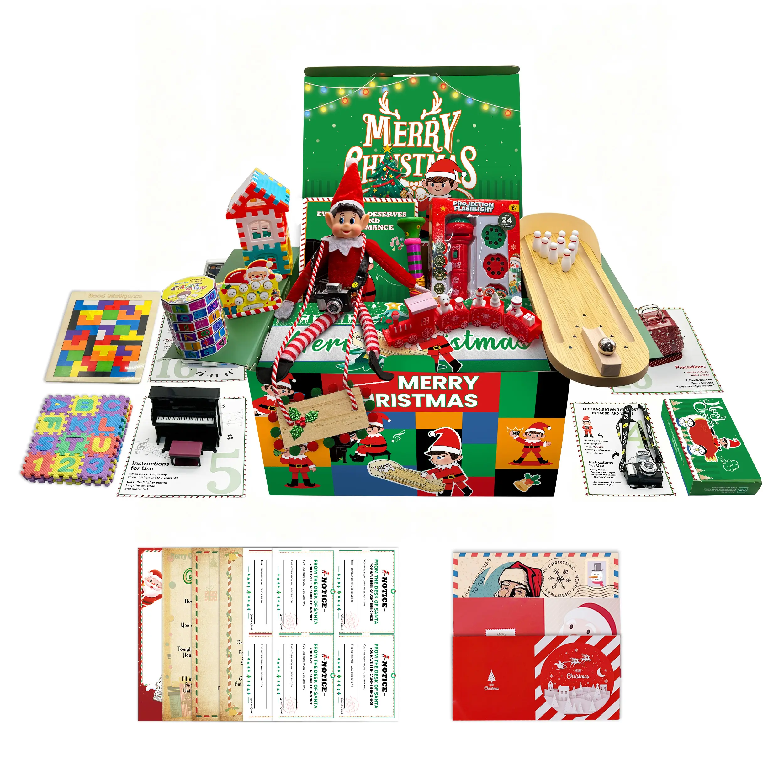 Elf Kit 28-Day Christmas 2026 ， 28 Daily Theme Scenes Elf Adventure Accessories Helper Kit, Elf Props for 28 Days of Magic Christmas Countdown Ideas, Fun Christmas Advent Activity Supplies For Kids