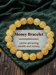 Money Bracelet for Women Men, 10mm Natural Citrine Bracelet, Attracting Wealth and Prosperity, Crystal Beaded Jewelry Gift