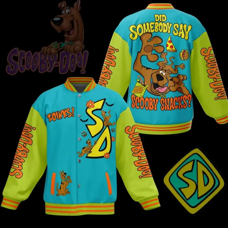 Professional Scoobiee-Doobiee Bomber Baseball Jacket, Cartoon Baseball Jacket, TV Series Movie Sport Bomber Jacket, Comfortable Unisex Bomber, Trendy