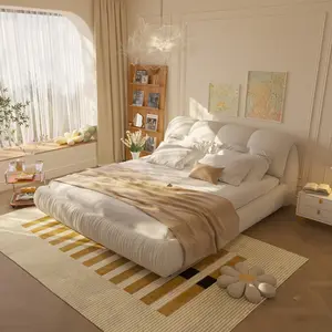 King Size Luxury Upholstered Platform Bed Frame - Oversize Cushion Padded Head, Solid Wood Construction, Multi-Size Mattress Height Compatibility, Smooth Fabric, Oversized Padded Backrest