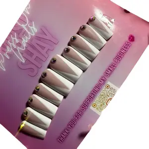 Press On Nails French Tip - Medium Matte Finish Elegant & Versatile Design for Quick Manicure