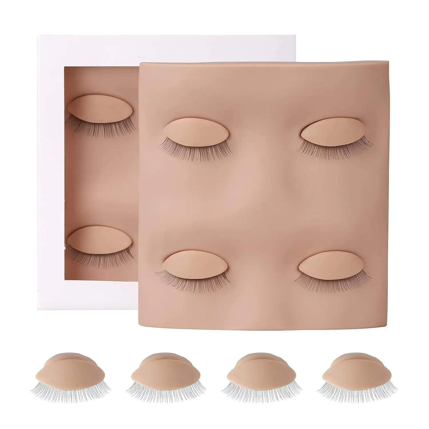 Lash Mannequin Head with 2 Pairs Replacement 3D Design Silicone Eyelids, Easy-to-Practice Tool for Lash Beginners’ False Eyelashes & Eye Makeup Training