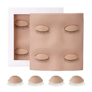 Lash Mannequin Head with 2 Pairs Replacement Eyelids, Eyelash Mannequin Face for Lash Practice, Silicone Rubber Realistic Eyelids for Eyelash Training