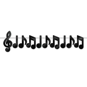 Black Foil Musical Notes and G-Clef Streamer