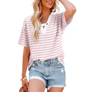 Dokotoo Women's Tops Summer Casual Short Sleeve Shirts V Neck Striped Color Block T-Shirts Blouses Dokotoo Women's Tops Summer Casual Short Sleeve Shirts V Neck Striped Color Block T-Shirts Blouses