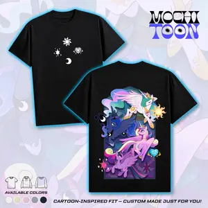 My Little Pony 4 Princesses Celestia Luna Cadance Twilight Sparkle Graphic T-shirt MLP Friendship Is Magic Hoodie Crewneck Sweatshirt - Premium 100% Cotton Gildan Apparel - Cartoon Oversized Streetwear Classic Tee Merch Unisex Top