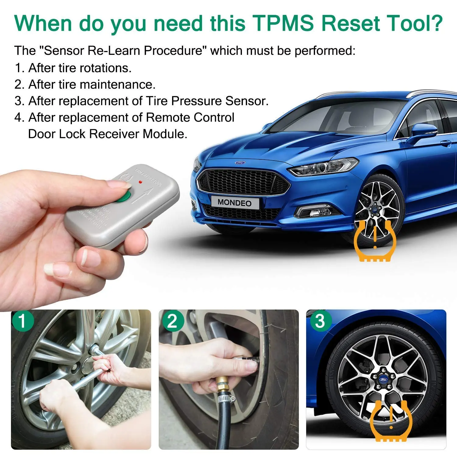 TPMS19 TPMS Reset Tool Sensor Relearn Reset Tool for Ford Lincoln Tire Pressure Monitor System Sensor Programming Training Activation Tool TPMS Trigger Tool Tire Sensors Reset Tool