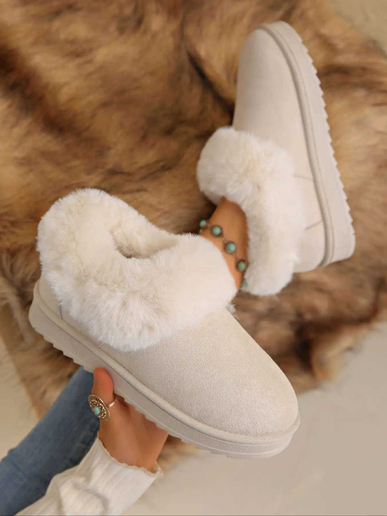 Women's Plush Home Slippers, Soft Fleece Lining, Warm Slip-On Design, Indoor & Outdoor Use, Winter Comfortable Shoes, Fashionable Soft Slippers, Warm House Slippers